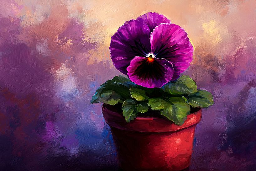 Viooltje in kleurrijke achtergrond van Art & Soul Creations