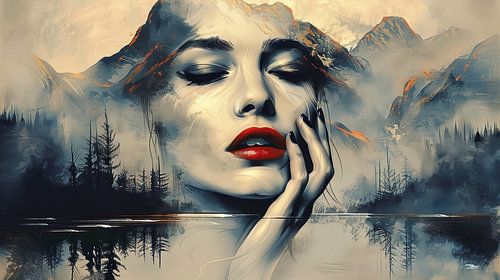 abstract vintage vrouwen gezicht