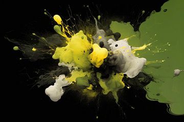 Groen geel en wit Explosie van Passie van Digitale Schilderijen