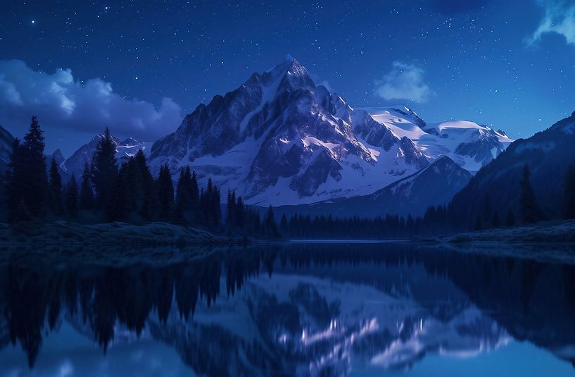 Berg idylle middernacht vrede van fernlichtsicht