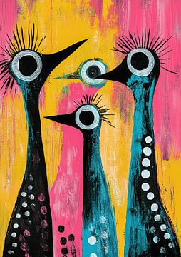 Kleurige Vogel | Vrolijke Kleurige Vogels Kunstwerk van ARTEO Schilderijen
