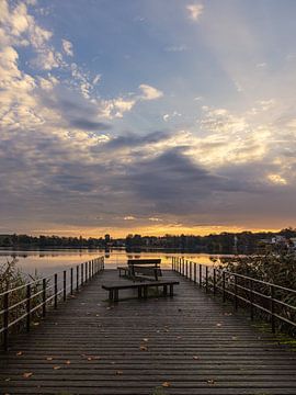 Sunrise and jetty at the Haussee in the town of Feldberg by Rico Ködder