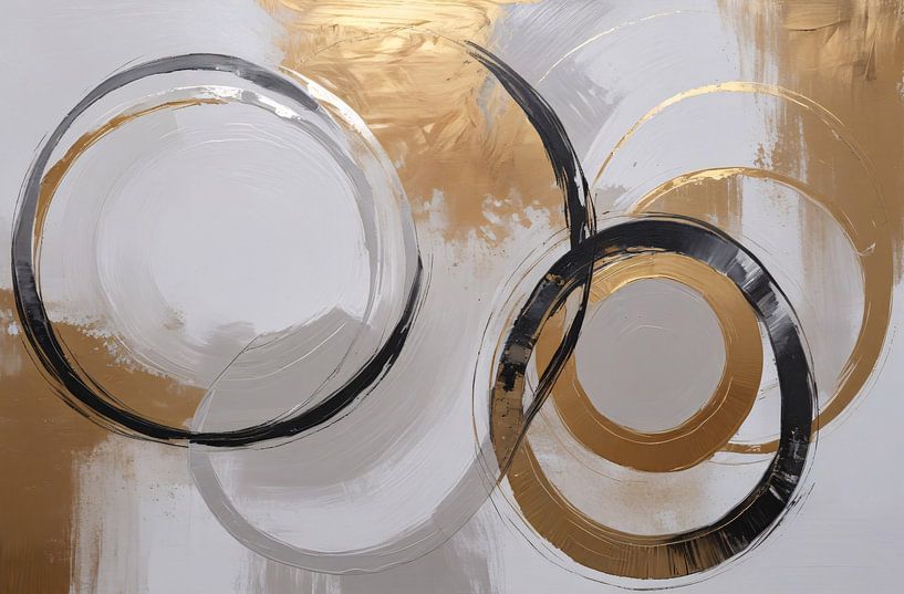 Overlapping Golden and Black Circles by Art & Soul Creations