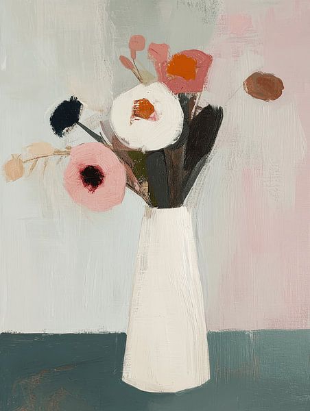 Modern still life with flowers by Japandi Art Studio