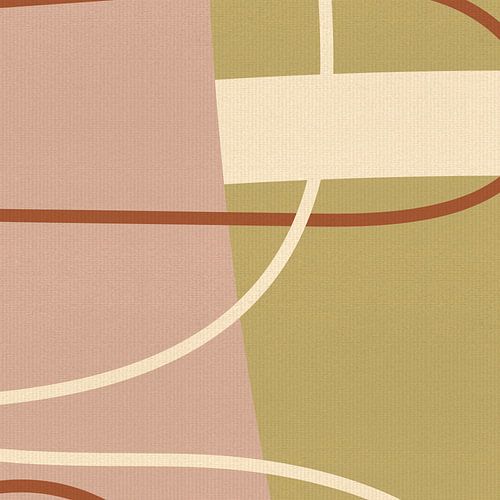Abstracte lijnen in beige, terra, wit en roze VI