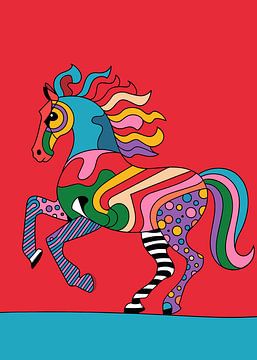 Chaotisch abstract paard in pop-artstijl van Pixelbull Design