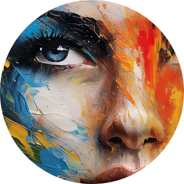 Abstract kleurrijk gezicht van een aantrekkelijke vrouw. Muurkunst. Digitale muurkunst. Acryl. Decoratieve muurschildering. van ColorWorldwide