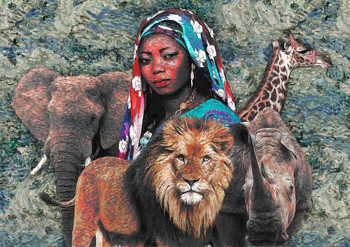 Beauté africaine (art van Gogh) sur Bert Hooijer