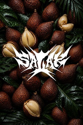 Heavy Metal Typography Poster, Salak Fruit Wall Art, Dark Tropical Decor