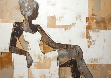 Contemplation in Brown van Abstract Schilderij