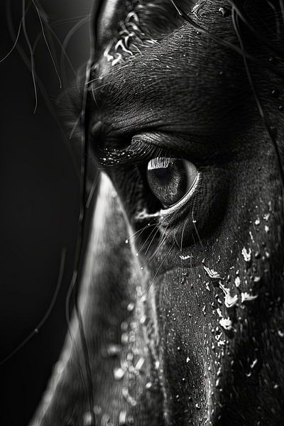 Close-up of a horse's eye in black and white by Poster Art Shop