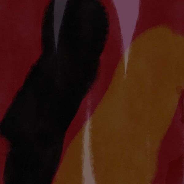 Modern abstract art. Shapes and lines in red, black, dark yellow by Dina Dankers