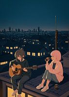 Anime meisje dak Japan