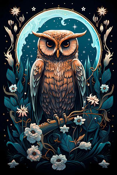 Owl in the moon by haroulita