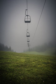 Suspended in Stillness – A Chairlift in the Mist by The Hazel Perspective