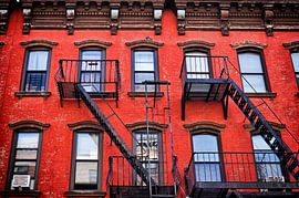 New York Red House With Fire Escapes by Marlika Art
