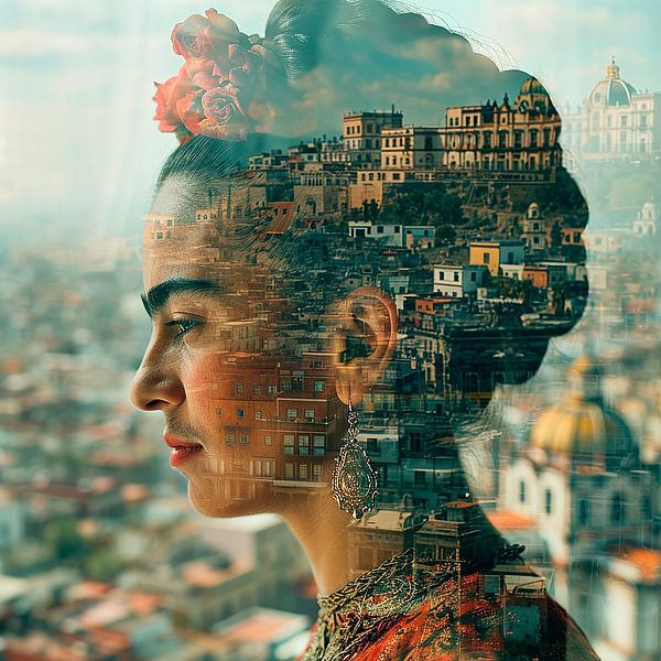A.I. art. Frida side view by Charles Bijl