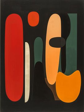 Moderne en abstracte vormen in warme kleuren van Studio Allee