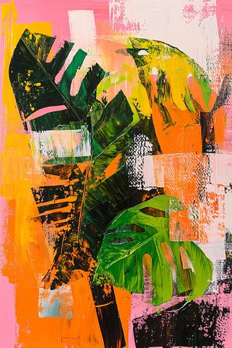 Abstract tropisch bladeren kunstwerk