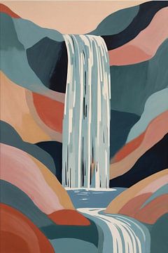 Wasserfall in Pastellfarben von De Muurdecoratie