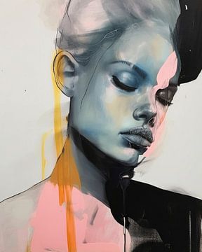 Kleurrijk en modern abstract portret van Carla Van Iersel