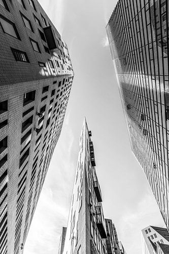 Kantoor- en woongebouw in IJdock in Amsterdam - monochroom