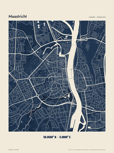 Maastricht city map in navy