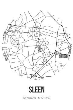 Sleen (Drenthe) | Landkaart | Zwart-wit van Rezona
