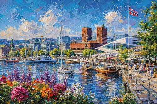 Oslo in Noorwegen schilderij.