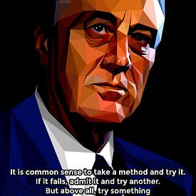 Franklin Roosevelt Lage Poly Abstracte Illustratie Citaten van Yoga Art 15
