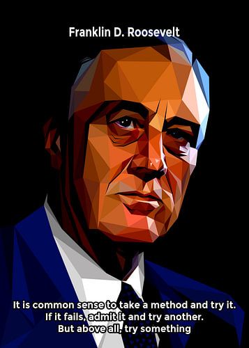 Franklin Roosevelt Lage Poly Abstracte Illustratie Citaten