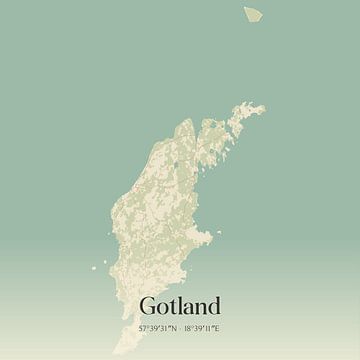 Vintage landkaart van Gotland, Sweden. van MijnStadsPoster
