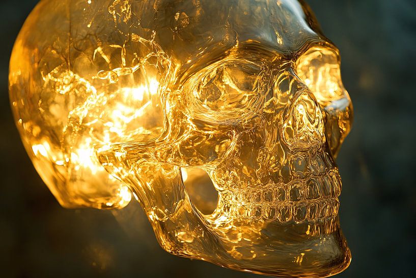 Glass skull with golden glow by Art & Soul Creations