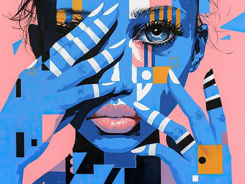 Frau mit abstrakten Händen