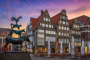 Célèbre statue des musiciens de la ville de Brême, Allemagne