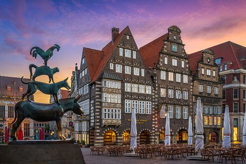 Beroemd standbeeld van de Bremer Stadsmuzikanten, Duitsland