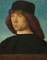 Portret van een jonge man (ca. 1490) door Giovanni Bellini. Blauw en bruin
