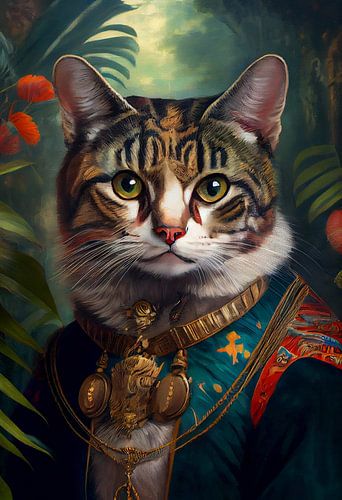 Portrait de chat dans la jungle