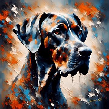 Duitse Dog Art Print 2- Grillig Portret door Johanna's Art van Johannas Art Creations