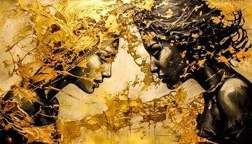 Tegenpolen in een gouden balans van Klaus Tesching - Art-AI