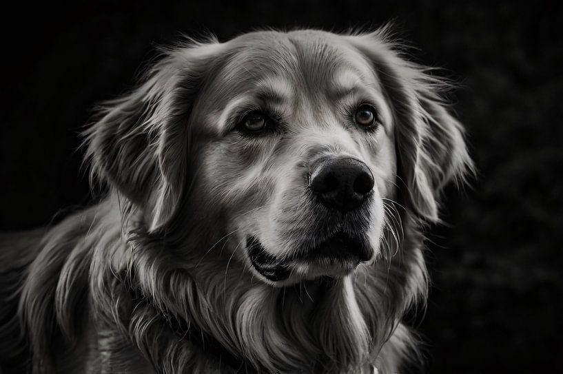 Photo en noir et blanc d'un chien majestueux par Art & Soul Creations