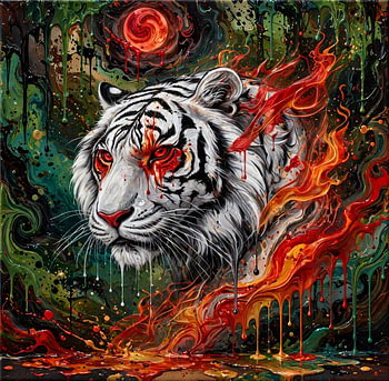 Purpurrote Flamme – Weißer Tiger