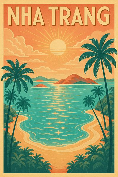 Nha Trang Tropical Coastline - Sonnenuntergang Wellen &amp; Palm Horizon von Travel Shop