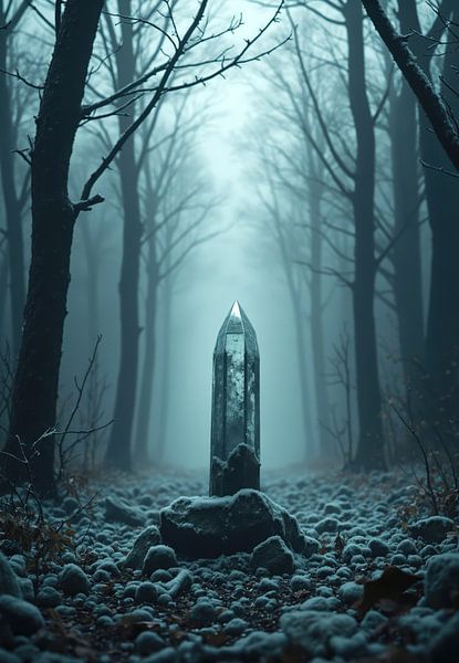 Kristalline Turmspitze im nebligen Winterwald von Markus Gann