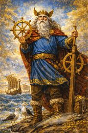 Gemälde des norwegischen Gottes Njörd. von Johannes