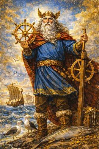 Noorse God Njord schilderij.