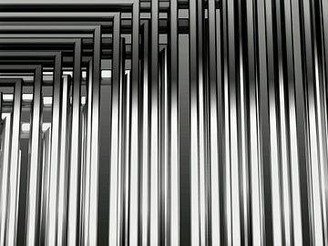 3d render illustratie in zwart wit met horizontale en verticale lijnen van W J Kok
