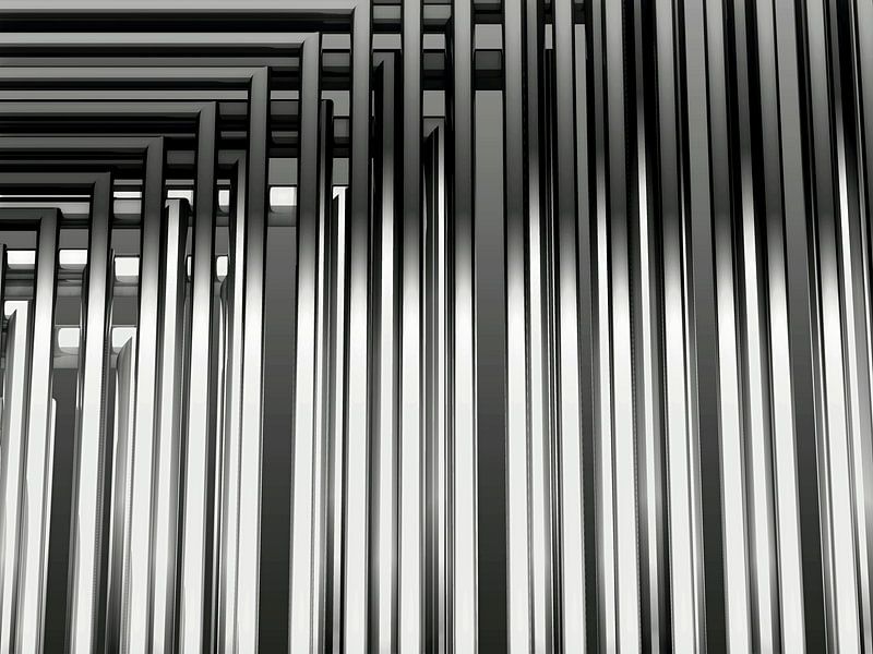 3d render illustration in black and white with horizontal and vertical lines by W J Kok