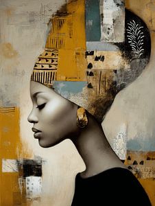 Golden Silence, abstraktes Porträt einer afrikanischen Frau
