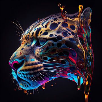 Bunte Illustration eines majestätischen Panthers von Henk van Holten